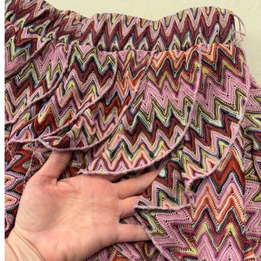 Vanity Y2K Festival Boho Medium‎ Barbiecore Pink Multicolor Tiered Mini Skirt